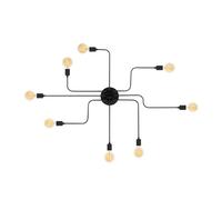 CONCEPT USINE | Plafonnier en Métal Luminaire 8 Lampes | Design Zoe Noir | Applique Murale Convertible | Style Moderne et Original | Décoration d'Intérieur Tendance | Puissance 40 W Max