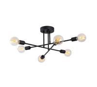 CONCEPT USINE | Plafonnier Lustre Croisé en Fer | Design ANDREA Noir | Matière Originale | Suspension Moderne | Décoration d'Intérieur | Capacité 6 Ampoules | Puissance 40 W max