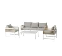 Salon De Jardin 5 Places Avec Table Basse Gris Clair Solomon Gris