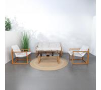 Concept Usine Salon de jardin Rabat 5 places contemporain marron coussins beiges