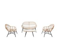 CONCEPT USINE Salon de Jardin Bas 4 Places Evora Résine Rotin Gris