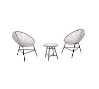 CONCEPT USINE Salon de Jardin Bistrot Acapulco 2 Fauteuils Oeuf Gris Clair