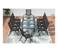 CONCEPT USINE Salon de Jardin Brescia Aluminium Gris 10 Places