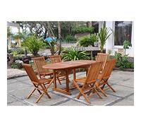 CONCEPT USINE | Salon de Jardin en Teck Huilé | 6 Personnes | Design LUBOK Ovale | Table + 6 Chaises | Durabilité et Elégance | Finitions Laiton | Bois Ultra Résistant aux Intempéries