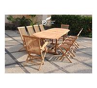 CONCEPT USINE | Salon de Jardin en Teck Massif 10 Personnes | Design KAJANG | Table Ovale + 8 Chaises + 2 Fauteuils | Mobilier Extérieur | Bois de Qualité, Elégant, Durable, Résistant aux Intempéries