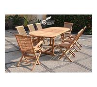 CONCEPT USINE | Salon de Jardin en Teck Massif 8 Personnes | Design KAJANG | Table Ovale + 6 Chaises + 2 Fauteuils | Mobilier Extérieur | Bois de Qualité, Elégant, Durable, Résistant aux Intempéries