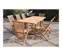 CONCEPT USINE | Salon de Jardin en Teck Massif 8 Personnes | Design KAJANG | Table Rectangulaire + 8 Chaises | Mobilier Extérieur | Bois Brut de Qualité, Elégant, Durable et Résistant aux Intempéries