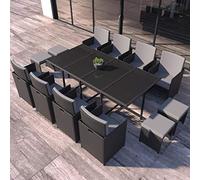 CONCEPT USINE Salon de Jardin Encastrable Florida 12 Pers Noir Gris