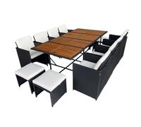 CONCEPT USINE Salon de Jardin Encastrable Toledo 12 Places Noir et Beige