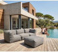 CONCEPT USINE Salon de Jardin Modulable 3/4 Places PRAIANO - Ensemble Lounge Extérieur en Mousse Souple, Tissu Déperlant Anti-UV pour Terrasse & Piscine, Gris