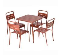 Bergame ensemble table de jardin carrée 70cm et 4 chaises terracotta