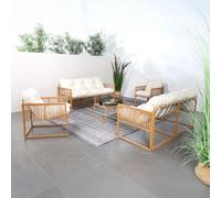 CONCEPT USINE Salon de Jardin TURINI 8 Places Rotin Naturel Blanc | Cinq modules à composer selon vos envies, coussins déperlants 12 cm traités anti-UV.