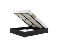 CONCEPT USINE | Structure de Lit KENNINGTON en Velours Noir | 160 x 200 cm | Avec Coffre de Rangement Intégré | Mécanisme à Vérins | Gain de Place | Cadre Design Épuré et Élégant