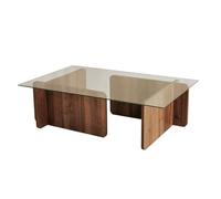 CONCEPT USINE | Table Basse de Salon | Design NULA | Finition Bois | Style Contemporain très Élégant | Plateau en Verre Trempé | Moderne et Fonctionnelle | Dimensions : 105 x 65 x 30 cm