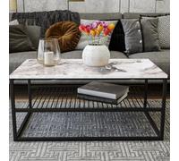 CONCEPT USINE | Table Basse Effet Marbre Blanc et Noir | Design MARBEL Moderne avec Étagère de Rangement | Structure Mélaminée Solide | Dimensions 95 x 55 x 42 cm | Idéale pour Salon ou Séjour