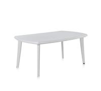CONCEPT USINE | Table Blanche Extensible ATLANTICA 4 à 8 Places | 170 x 90 cm | Résine Recyclée | Extensible sans Outils | Entretien Facile | Design Moderne pour Extérieur Jardin ou Véranda