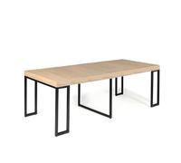 CONCEPT USINE | Table Console Extensible Vella 2-en-1 | Effet Bois et Métal Noir | Jusqu’à 10 Personnes | Modulable 90 à 235 cm | Design Industriel Compact Pratique et Convivial