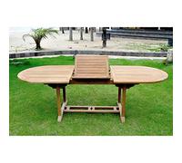 Table Kajang 10 : Table De Jardin Ovale Extensible En Teck Brut 10 Personnes Marron
