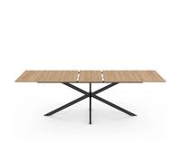 CONCEPT USINE | Table Extensible BRIA Style Industriel | Plateau Finition Bois Élégant | Jusqu’à 10 Personnes | 90 à 235 cm | Piètement Métal Noir | Conviviale, Robuste et Moderne