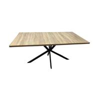 CONCEPT USINE | Table Extensible HINGA | Design Industriel Moderne | Plateau Finition Bois 160 à 200 cm | Jusqu’à 8 Personnes | Piètement Métal Noir | Élégante, Robuste et Conviviale