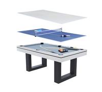 CONCEPT USINE | Table Multi-Jeux Billard et Ping-Pong Denver | Design Moderne Bois Blanc | Table de Jeu ou Repas Salle à Manger | Matériaux de Qualité | en Famille ou Entre Amis | Accessoires Inclus