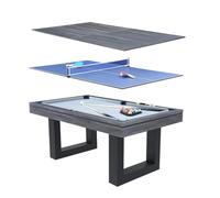 CONCEPT USINE | Table Multi-Jeux Billard et Ping-Pong Denver | Design Moderne Bois Gris | Table de Jeu ou Repas Salle à Manger | Matériaux de Qualité | en Famille ou Entre Amis | Accessoires Inclus