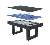 CONCEPT USINE | Table Multi-Jeux Billard et Ping-Pong Denver | Design Moderne Bois Noir | Table de Jeu ou Repas Salle à Manger | Matériaux de Qualité | en Famille ou Entre Amis | Accessoires Inclus
