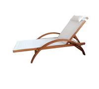 CONCEPT USINE | Transat Ajustable en Bois et Textilène | Accoudoirs & Coussin Tétière | Bain de Soleil Chaise Longue Confortable | NAARI Blanc | Dossier Réglable 4 Positions | Jardin Terrasse Piscine