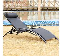 Transat de jardin empilable et ajustable noir BAHIA
