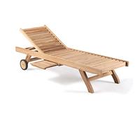 CONCEPT USINE | Transat en Teck | Design Tamana | Dossier Réglable | Pratique avec Roues et Plateau Coulissant | Facile à Déplacer | Confortable et Robuste | Excellente Résistance aux Intempéries