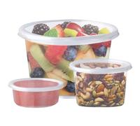 Concept4u Pots en plastique réutilisables | Récipients alimentaires ronds en plastique | Petits pots à sauce avec couvercles | Tasses à sauce à emporter | 250 ml (lot de 50)
