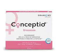 CONCEPTIO GROSSESSE | Dès le 4ème mois de grossesse | Fatigue, développement normal du foetus | Vitamine B9, Fer, DHA, Vitamines B, D3 et C, Oligoéléments | 30 gélules & 30 capsules | Format 1 mois