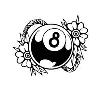 conception à huit boules Stickers muraux 49.2x60.4cm Ne se décolle pas Noir