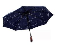 (Conception Anglaise) Balios - Parapluie poignée en Bois, Bleu Marine Motif intérieur Constellation - résistant au Vent Ouverture et Fermeture Automatique, Toile Fine 300T - Une Luxueuse Boite Cadeau