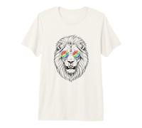 Conception Artistique de Lunettes de Soleil Arc-en-Ciel Lion T-Shirt Haut de Gamme