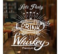 Conception Créative Let'S Party Drink Whisky Premium Offre Fenêtre Autocollant Vinyle Bannière Sticker Mural Amovible Papier Peint Mural 42X49Cm