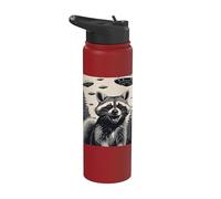 Conception curieuse de rencontre d'OVNI de raton laveur Stainless Steel Insulated Water Bottle