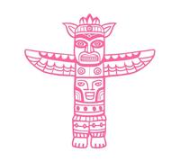 conception d'art linéaire complexe de mâts totémiques tribaux Stickers artistiques en vinyle 67.2x69.3cm N'abîme pas le mur Rose