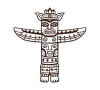 conception d'art linéaire complexe de mâts totémiques tribaux Stickers artistiques en vinyle 67.2x69.3cm Personnalisation Café