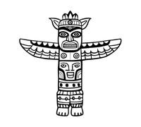 conception d'art linéaire complexe de mâts totémiques tribaux Stickers muraux en vinyle 67.2x69.3cm Décoration de carrosserie Noir