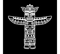 conception d'art linéaire complexe de mâts totémiques tribaux Stickers muraux en vinyle 67.2x69.3cm Décoration de magasin Blanc