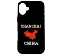 Conception de Carte du Drapeau Chinois Vintage de Shanghai Coque pour iPhone 16 Plus