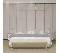 Conception de Connexion en Spirale épaissie Cadre de baldaquin de lit en Acier Inoxydable Support de Cadre de moustiquaire à Quatre poteaux pour lit en métal (Argent métallique, California King)