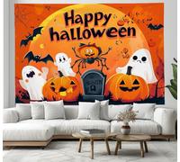 Conception de dessins animés Tapisserie 100x150cmFantôme de chauve-souris Jack-o'-lantern Tapisserie, Halloween Tapisseries Murale pour Chambre Salon Dortoir