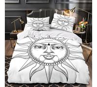 Conception de Face Solaire Impression 3D 3 pièces Housse de lit Art Mystique Tribal Housse de Couette Microfibre Doux Respirant pour bébés Enfants Hommes Single (135x200cm)