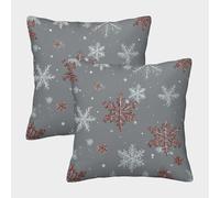 Conception de Flocon de Neige - Motif Festif d'hiver Housse Coussin 2 Pièces Art Taie d'oreiller Décoratifs Housses De Coussin pour Salon Maison De Campagne 50x50cm