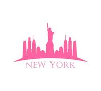 conception de la skyline de New York Stickers muraux 57.6x97.1cm Amovible sans laisser de colle Rose