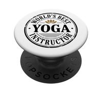 Conception de l'emblème Lotus du Meilleur Professeur de Yoga PopSockets PopGrip Adhésif