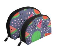 Conception de pastèque aux Fruits d'été, Trousse de Maquillage Coquille Femme Petit Porte-Monnaie Trousse de Toilette Trousse à cosmétiques 2 pièces