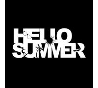 conception de police de caractères Hello Summer avec un style d'espace négatif Stickers muraux en vinyle 30x74.3cm N'abîme pas le mur Blanc